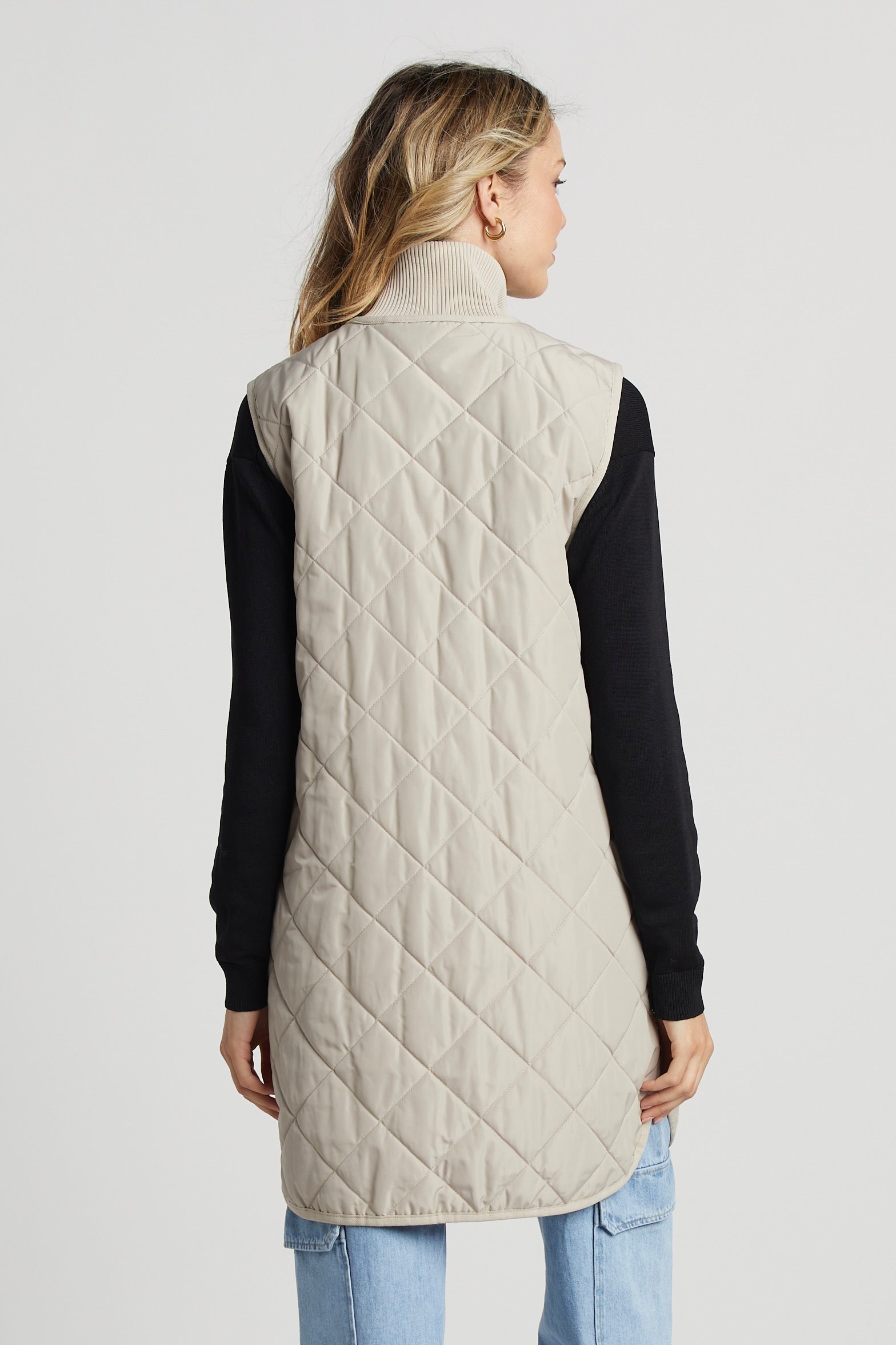 Destiny Sleeveless Quilted Vest w/ Side Zipper Detail