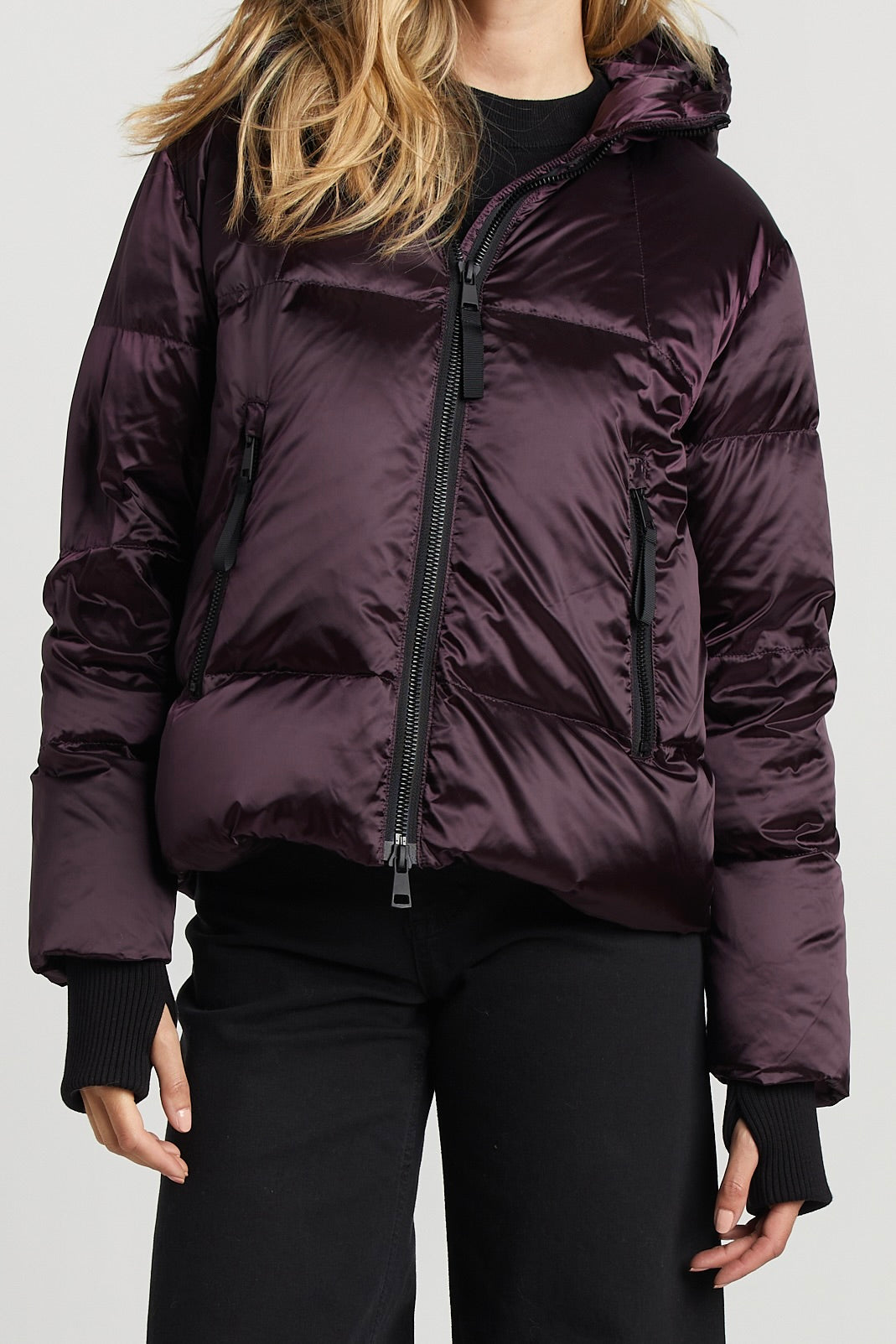 Pacific Short Hooded Down Jacket w/ Black Trim