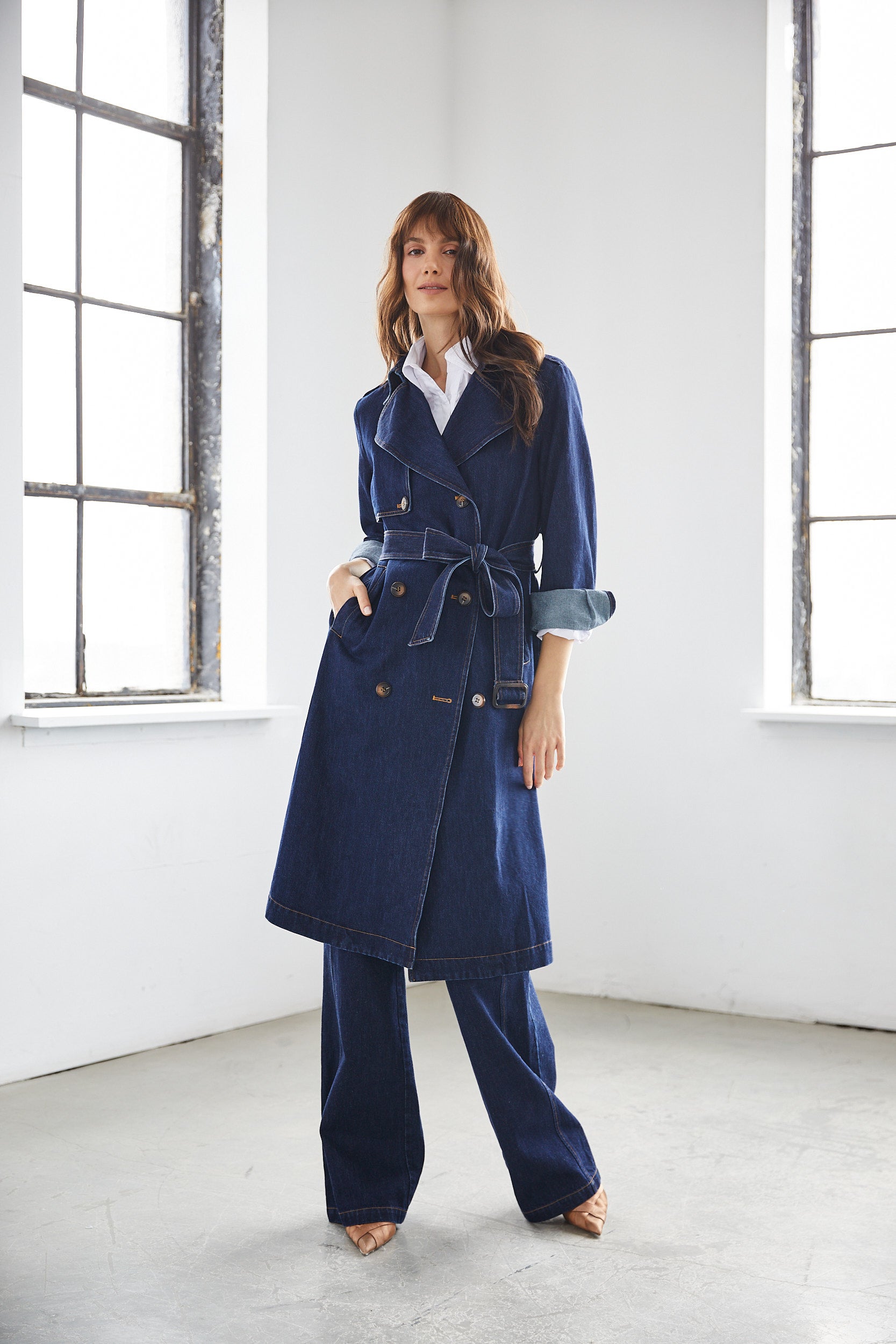 Trench en denim foncé Rowan