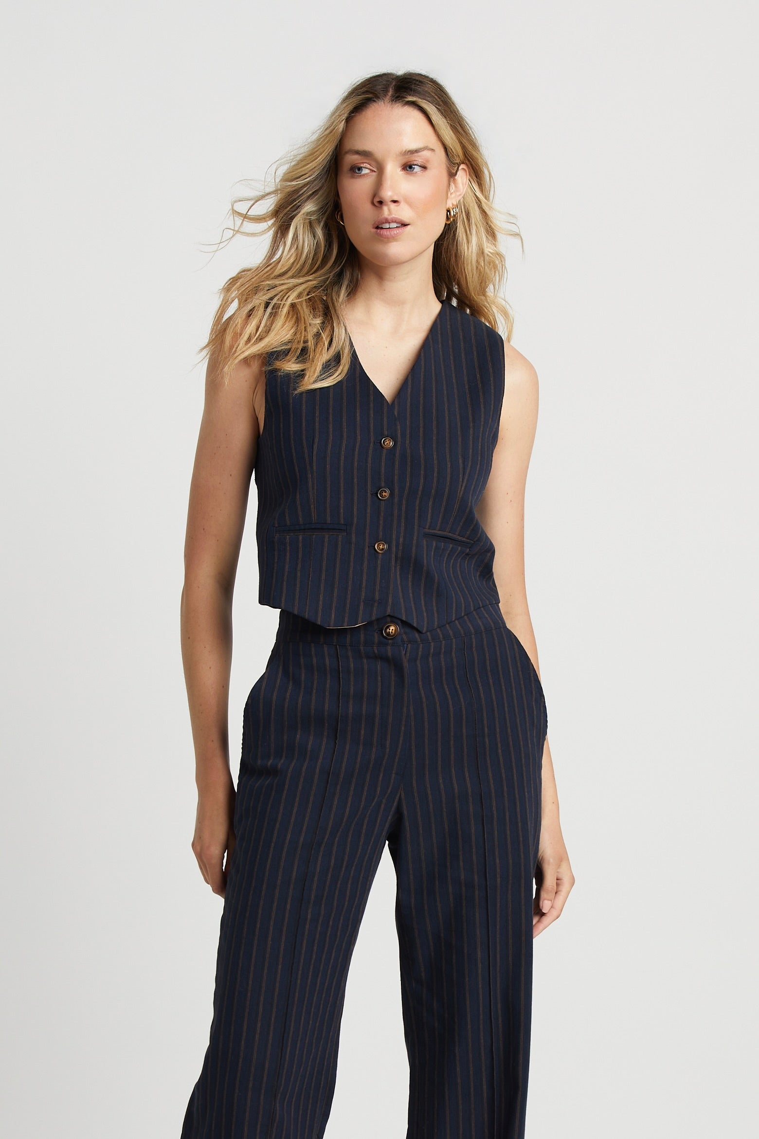 Sandro Sleeveless Pinstriped Vest