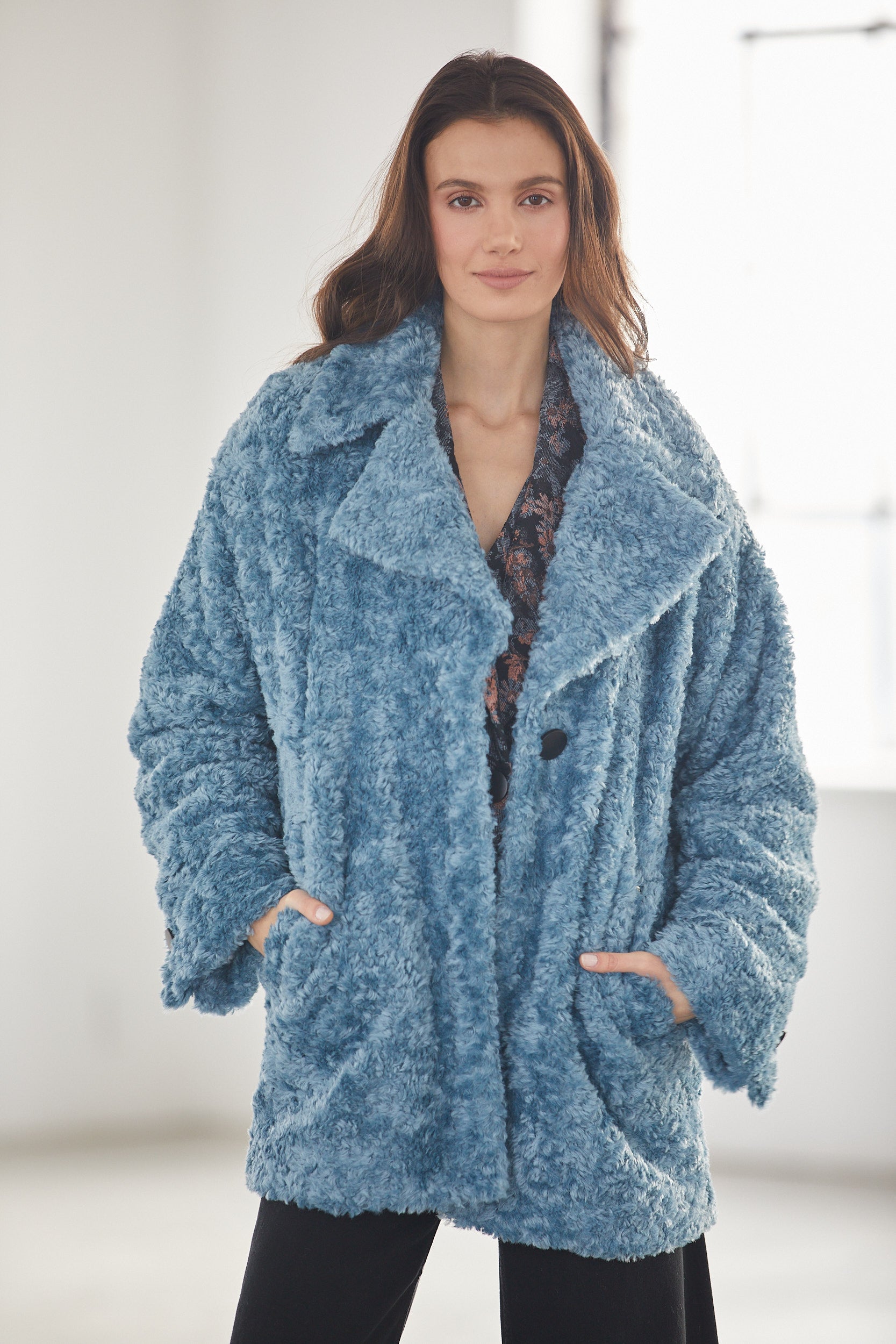 Saskia mid Length Faux Fur Coat