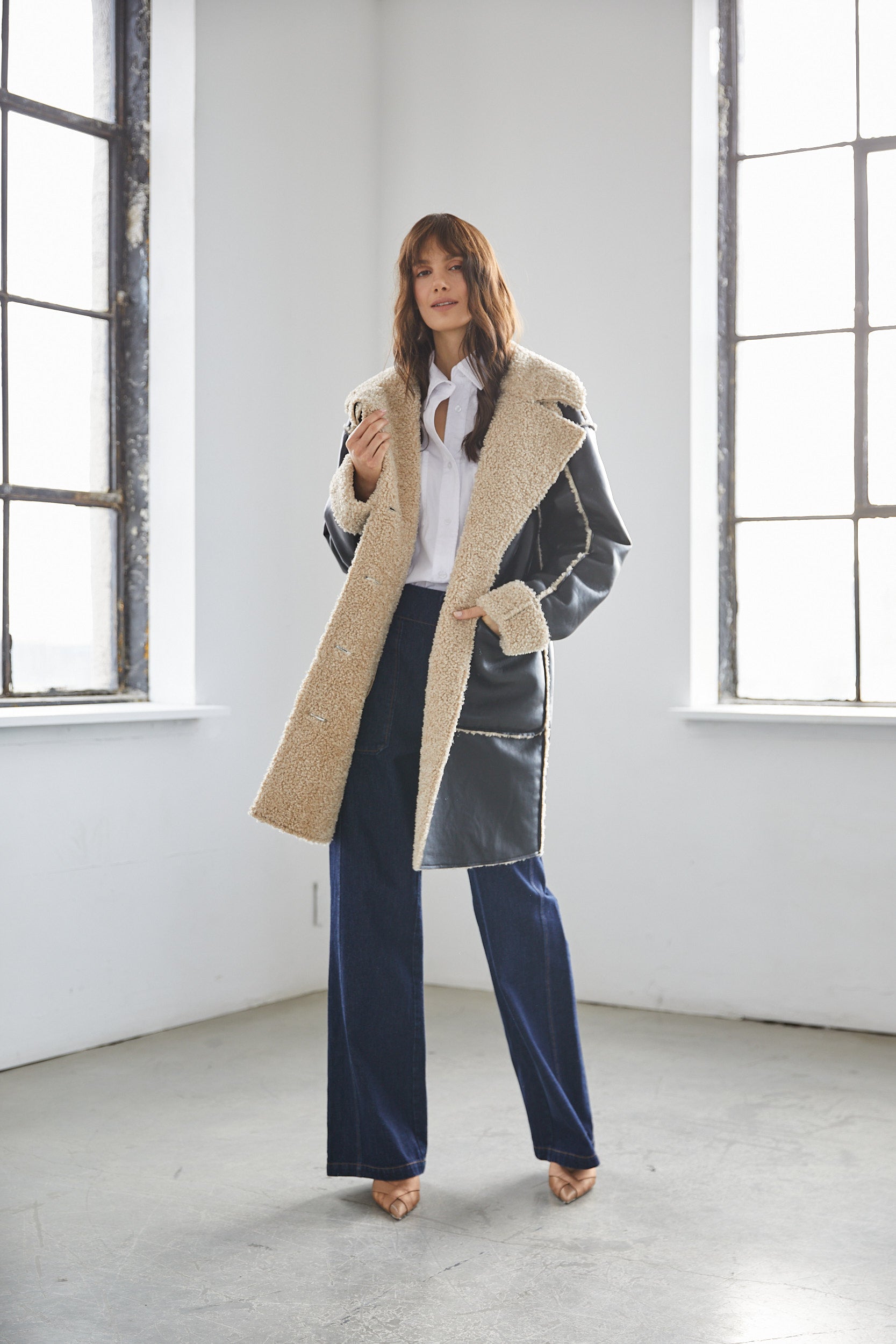 Manteau mi-long en faux shearling Sheridan