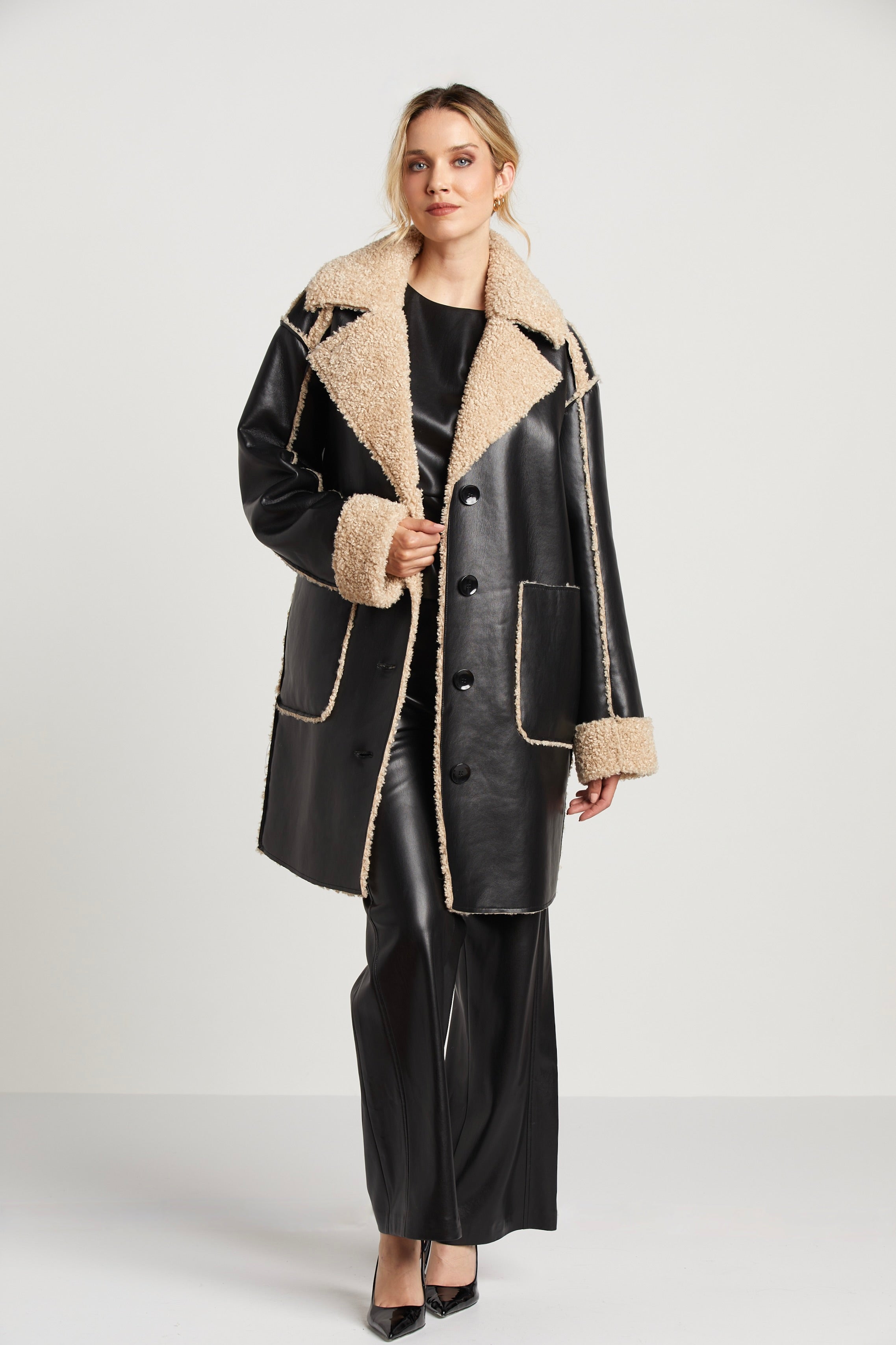 Manteau mi-long en faux shearling Sheridan