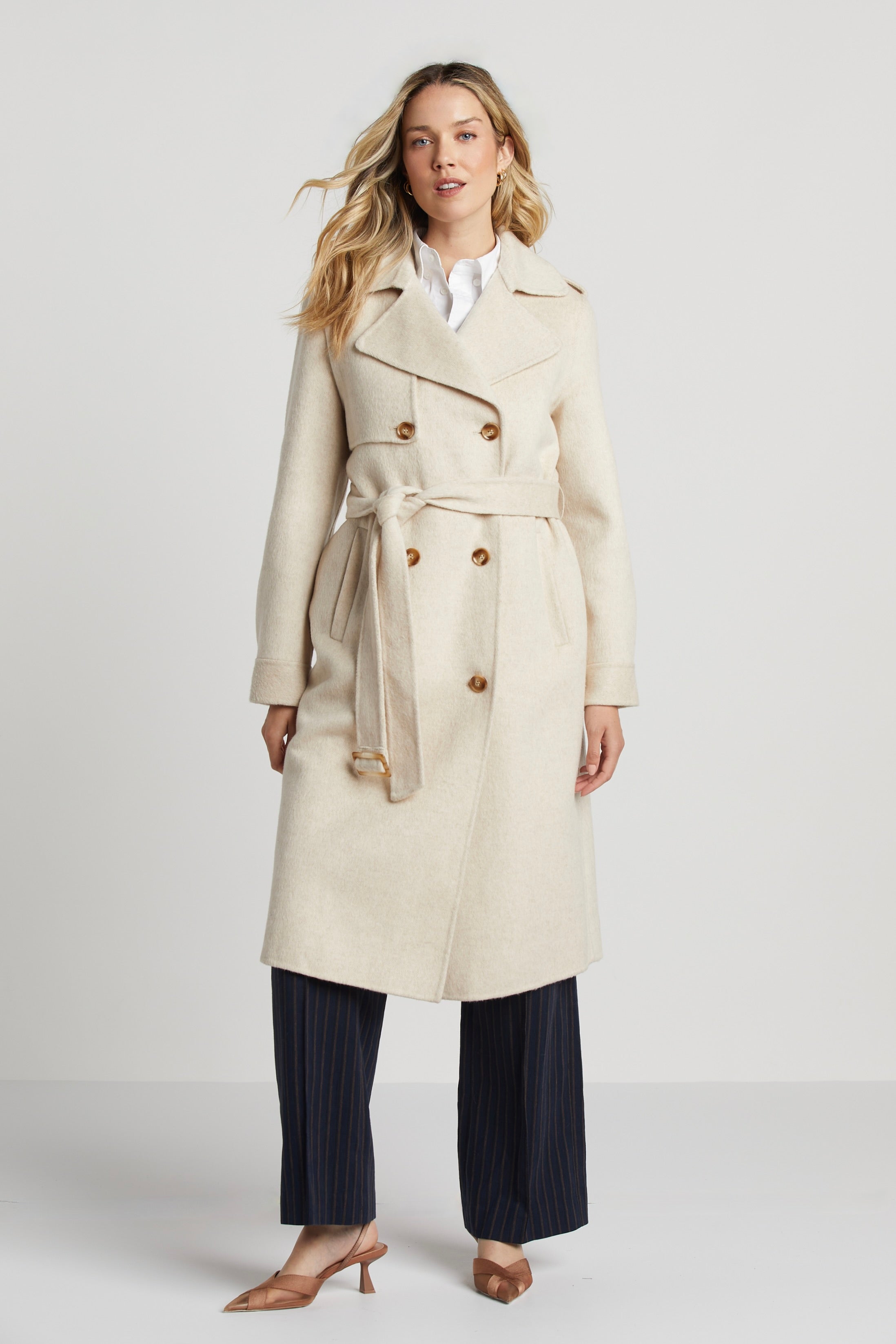 Trench-coat double face en mélange de laine Sibel