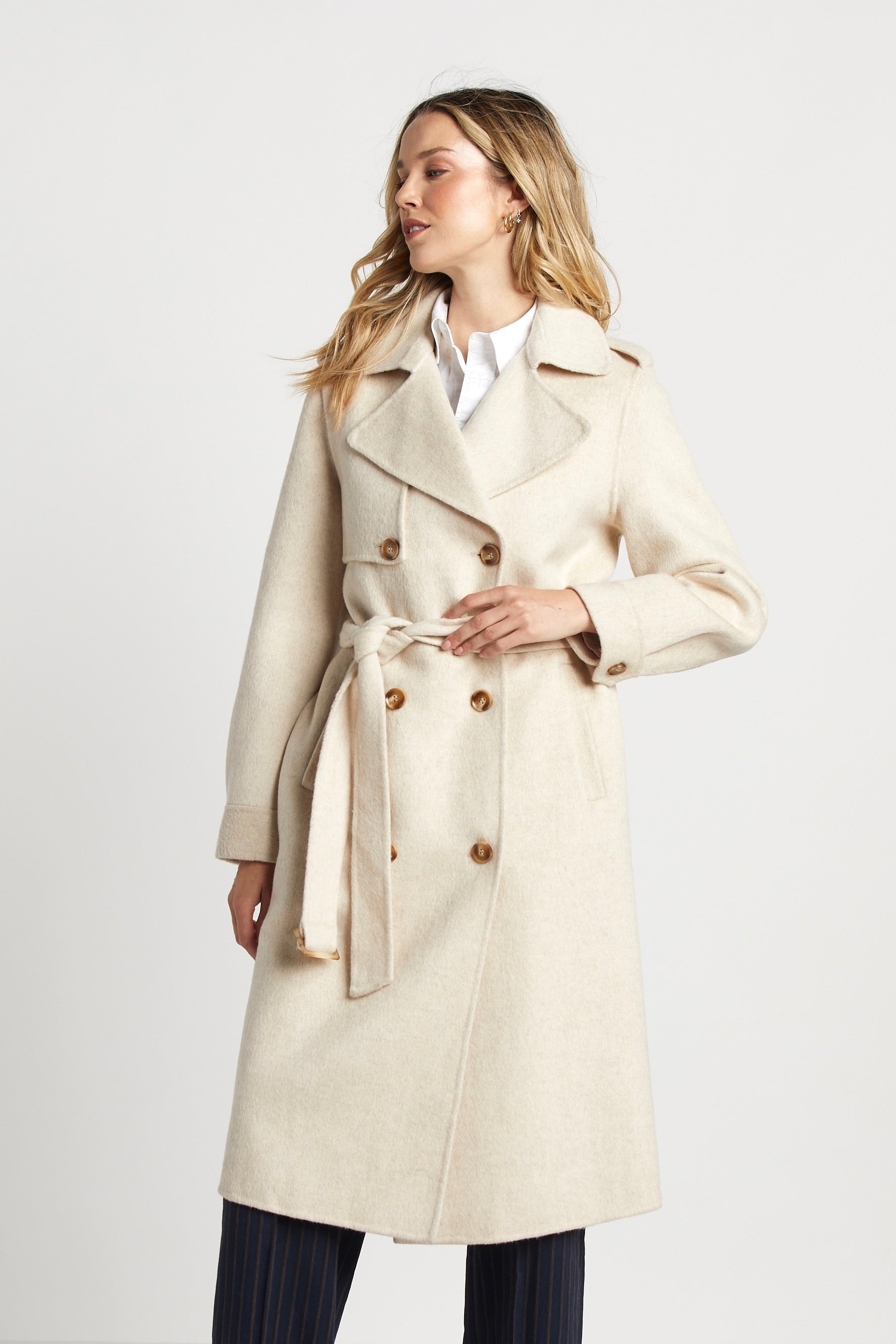 Trench-coat double face en mélange de laine Sibel