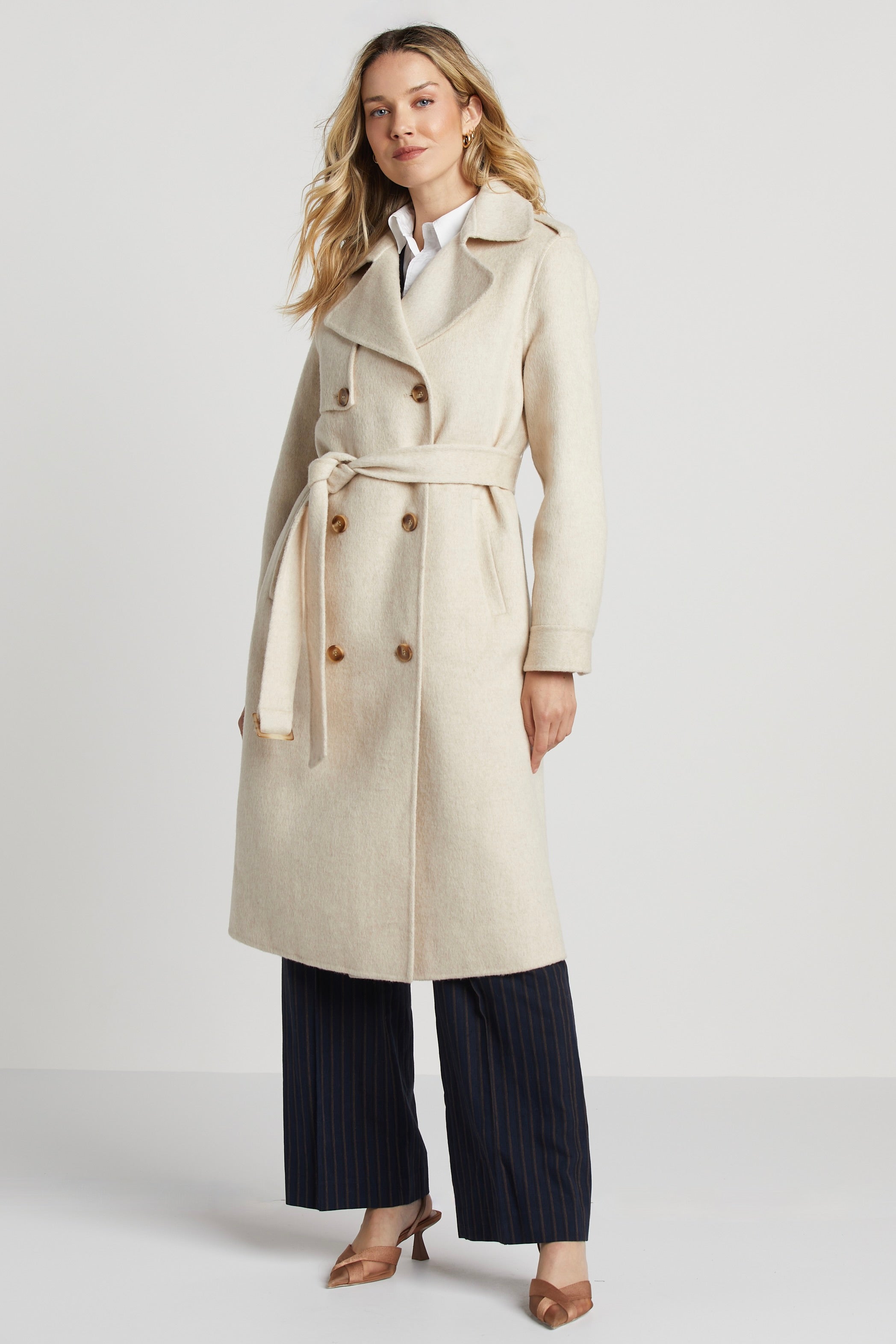 Trench-coat double face en mélange de laine Sibel