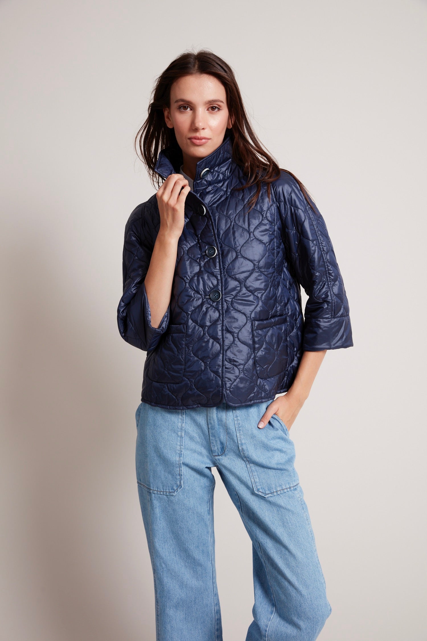 Tenley quilted wave 3/4 sleeve jacket