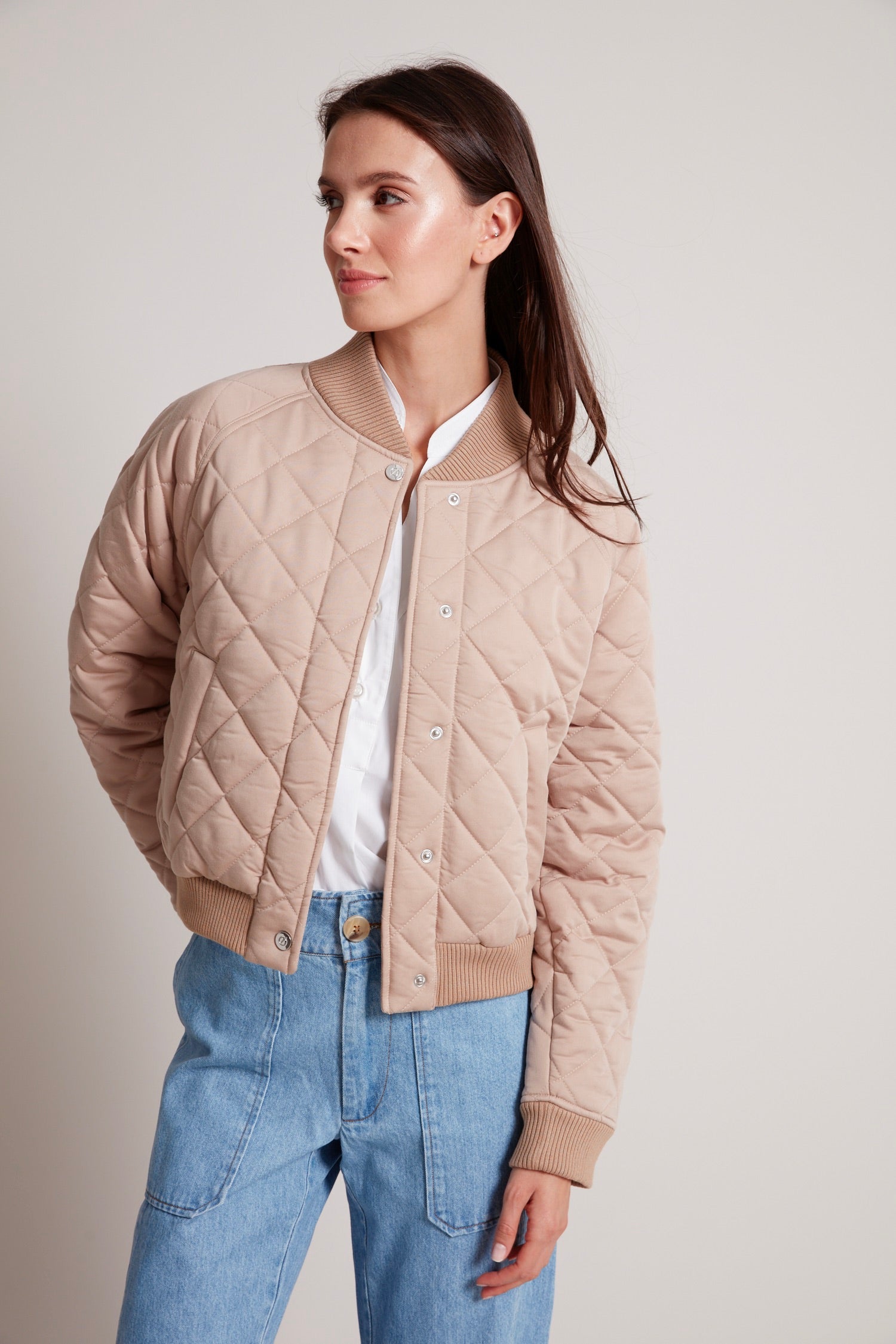 Tess quilted baseball collar bomber